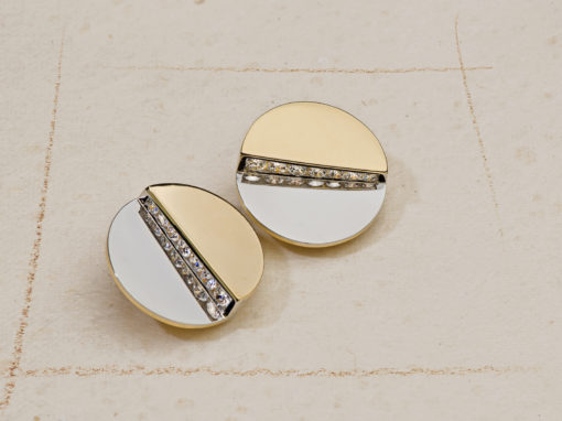 Boucles d’oreilles époque moderniste or, platine et diamants