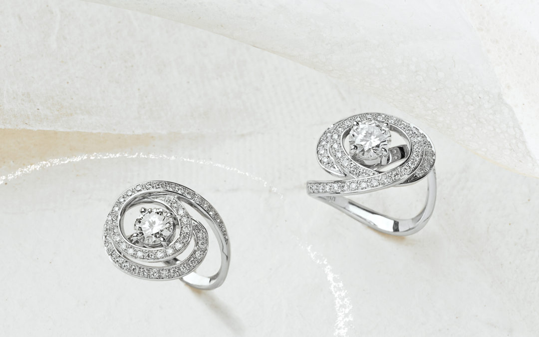 Bague époque contemporaine ellipse diamant central