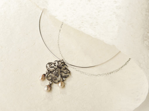 Élément de parure époque fin XIXe siècle or, argent, perles et diamants
