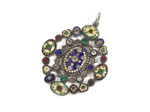 Pendentif époque fin XIXe siècle argent, pierres synthétiques et émaux bressans