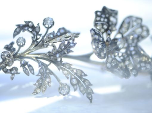 Broche trembleuse époque Napoléon III or, argent et diamants